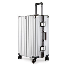22 Inch Silver Aluminum Carry On Luggage Zipperless Hard Shell Suitcase with TSA Lock and 360 Spinner Wheels