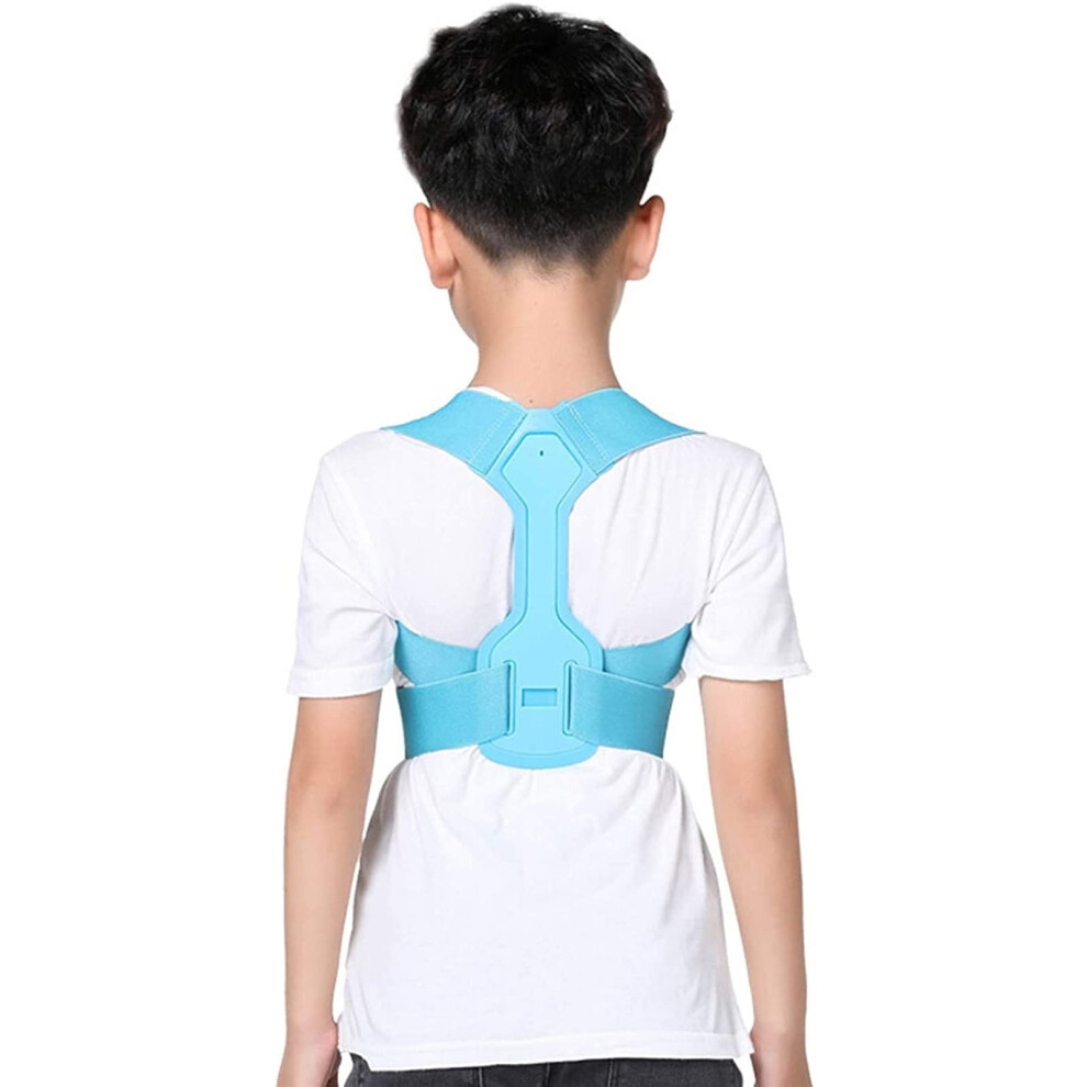 Blue Adjustable Posture Corrector For Kids With Breathable Shoulder Alignment And Back Support Brace Medium