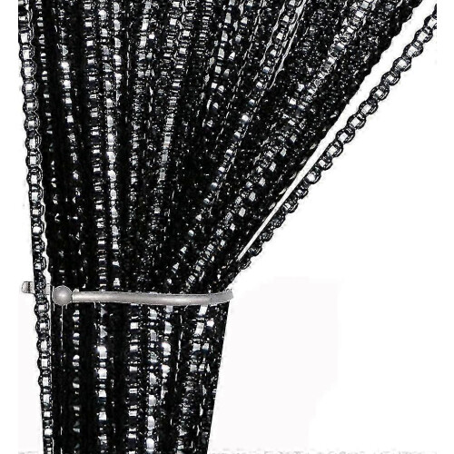 Black String Curtain for Doorways & Windows - 39"x78.5" Divider Panel