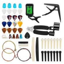 65Pcs Guitar Accessories Kit with Tuner, Capo, Strings, Picks, Bridge Pins for Acoustic & Electric Guitar