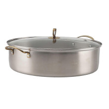 Ovale visstoompan van 304 roestvrij staal met rooster   Enkellaags verdikte, multifunctionele kookpan