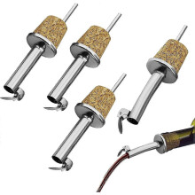 4 Pack Stainless Steel Oil Bottle Pourers with Cork Stopper & Hinged Lid for Olive Oil, Vinegar, Wine, Syrup
