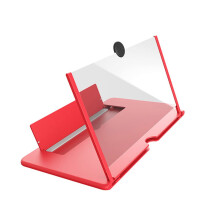 3D Phone Screen Magnifier 10 Inch Foldable Stand Red Mobile Screen Amplifier for Movie Viewing