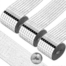 Mini glazen mozaïektegels 100x4cm zilverkleurig, 3 rollen, voor knutselprojecten