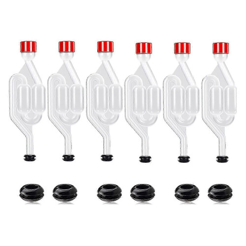 Fermentation Airlock Kit - 12 Plastic Airlocks and 6 Rings for Winemaking and Brewing