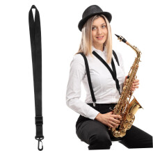 Adjustable Padded Saxophone Neck Strap for Alto Tenor Clarinet with Secure Swivel Hook Comfort Support
