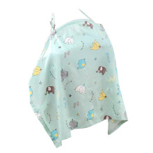 Blue Nursing Cover for Breastfeeding Privacy, Breathable Fabric Car Seat Canopy with Arch Neckline for Travel