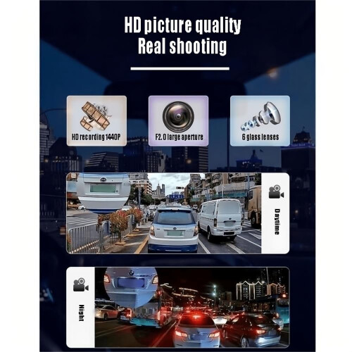 Dual Dash Cam 1080P Front and Inside Camera with Night Vision, GSensor, Loop Recording, 3‑Inch Display 1