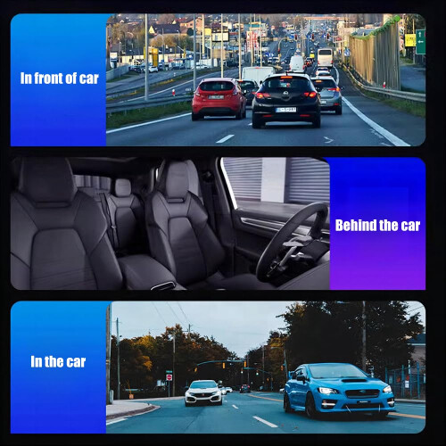 Dual Dash Cam 1080P Front and Inside Camera with Night Vision, GSensor, Loop Recording, 3‑Inch Display 2