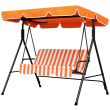 (Orange) 3 Seater Garden Swing Chair with Adjustable Canopy Outdoor Hammock Bench