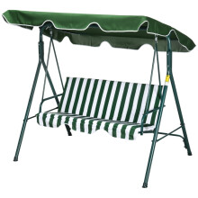 (Green) 3 Seater Garden Swing Chair with Adjustable Canopy Outdoor Hammock Bench