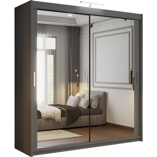 (90cm, Grey) Houston Sliding Mirrored Wardrobe 1
