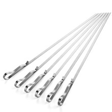 17 Inch Stainless Steel BBQ Skewers Set with Flat AntiRotation Design and Waved Handle, Reusable with Storage Case