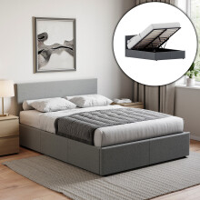 (King Size, Light Grey Linen) Veronica Ottoman Bed Frame Bedroom Storage UKFR