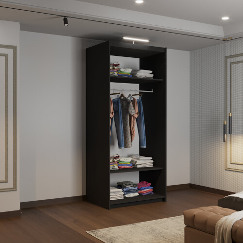 (90cm, Black) Houston Sliding Mirrored Wardrobe 2
