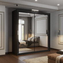 (90cm, Black) Houston Sliding Mirrored Wardrobe