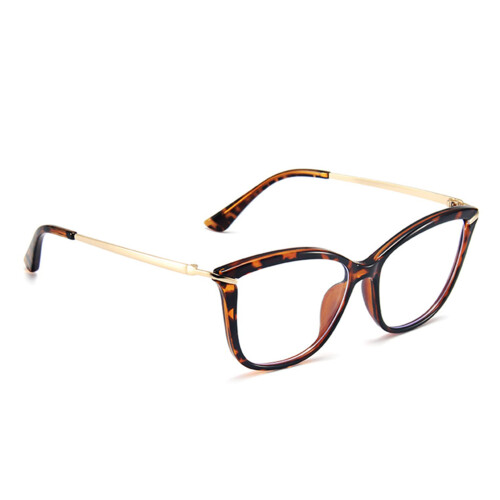 Women's Blue Light Blocking Cat Eye Reading Glasses Retro Metal Frame Leopard Pattern Computer Eyewear 2