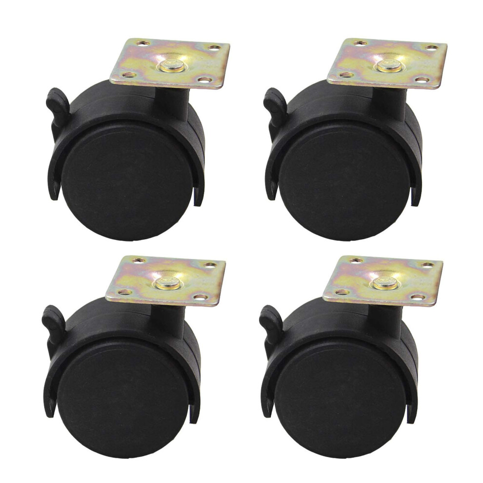 50Mm Twin Wheel Furniture Casters Pack Of 4, Heavy Duty Nylon Swivel Caster Wheels 75Kg Load, 360 Smooth Rolling Mobility 9310869673668