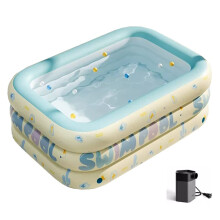 Inflatable Swimming Pool with Air Pump, 1.5m Beige Thickened Blow Up Pool for Adults and Kids, Backyard Garden Use
