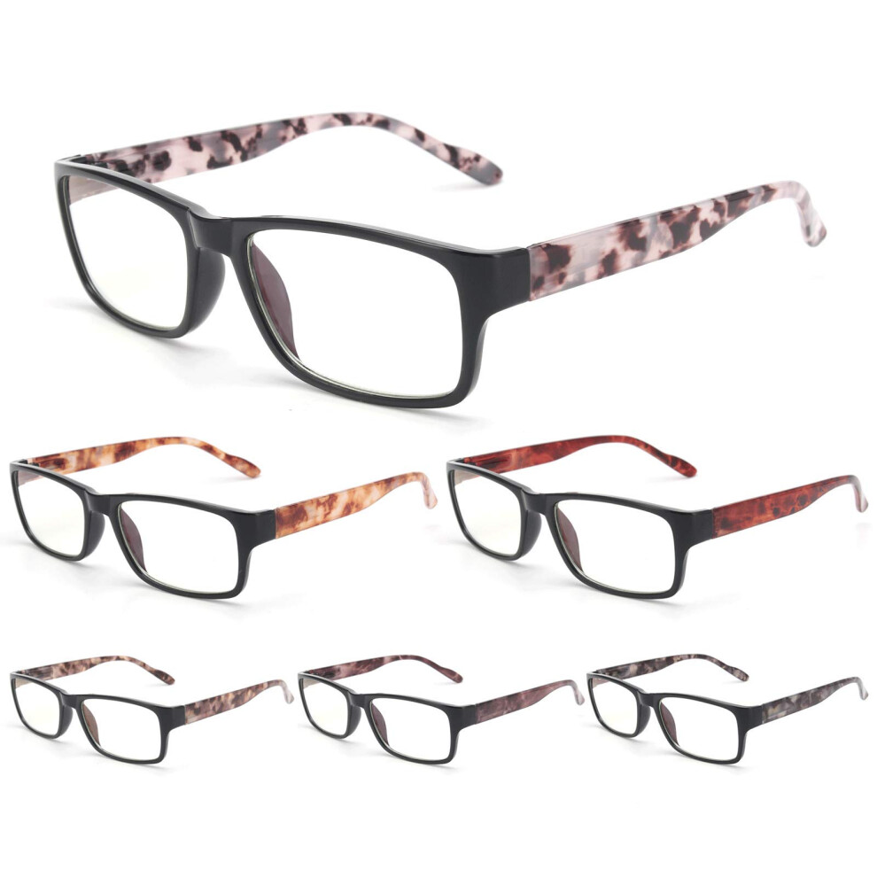 Blue Light Blocking Reading Glasses 6 Pack 0.0 Nonprescription Anti Glare UV Protection Computer Eyewear for Women and Men