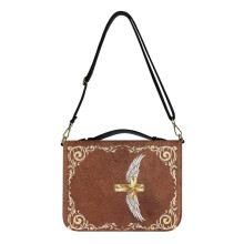 Bible Cover with Detachable Shoulder Strap, Cross Wing Print, Bible Case for Bible Study