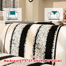 (Black, Backrest 27.5*27.5in (70*70cm)) Pet-Friendly - Plush Striped Sofa Cover - All-Season Couch Protector for Living