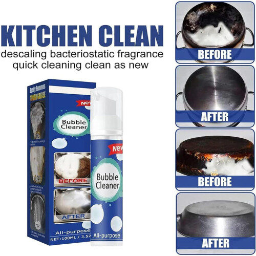 All Purpose Cleaner Spray 3pcs 100ml Powerful Foam Grease Remover for Kitchen Multi Surface Rinse 2