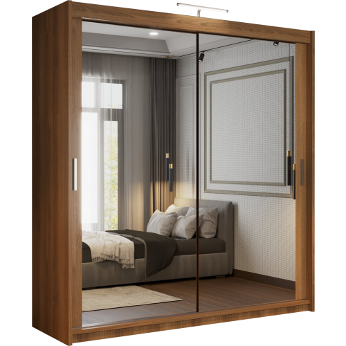 (203, Walnut) Houston Sliding Mirrored Wardrobe 1
