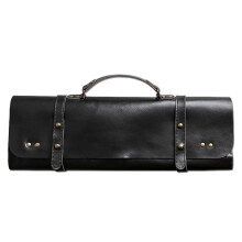 Black Leather Drumstick Bag with Roomy Interior Storage, Durable Finish and Professional Drummer Style