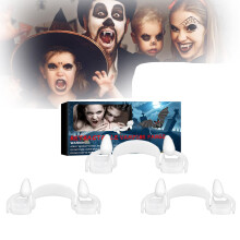 3 Pcs Retractable Vampire Fangs, Realistic Reusable Fake Teeth for Halloween Cosplay and Costume Props