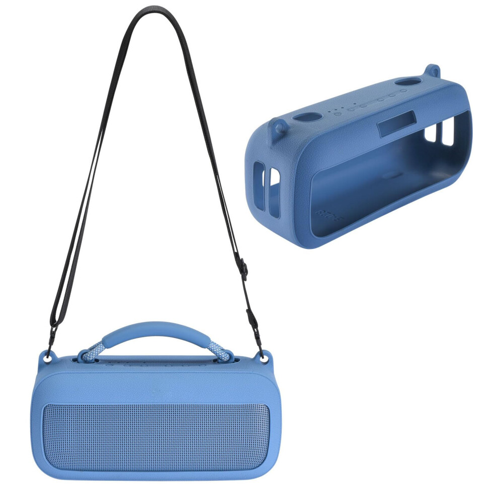 Shockproof Silicone Cover Case With Adjustable Shoulder Strap And Precise Button Access For Bose Soundlink Max Blue 9330225622161