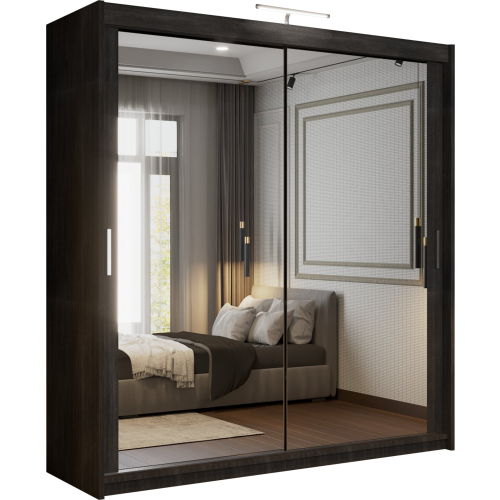 (150cm, Wenge) Mirrored Sliding Door Wardrobe 1