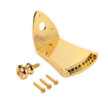 Gold Mandolin Tailpiece with Removable Cover for Arched Mandolin, Triangle Metal Design and Screws