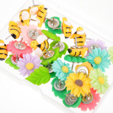 30pcs Decorative Thumbtacks Cute Heartshape Push Pins Resin Insect and Leaf Map Tacks for Office and Bulletin Board
