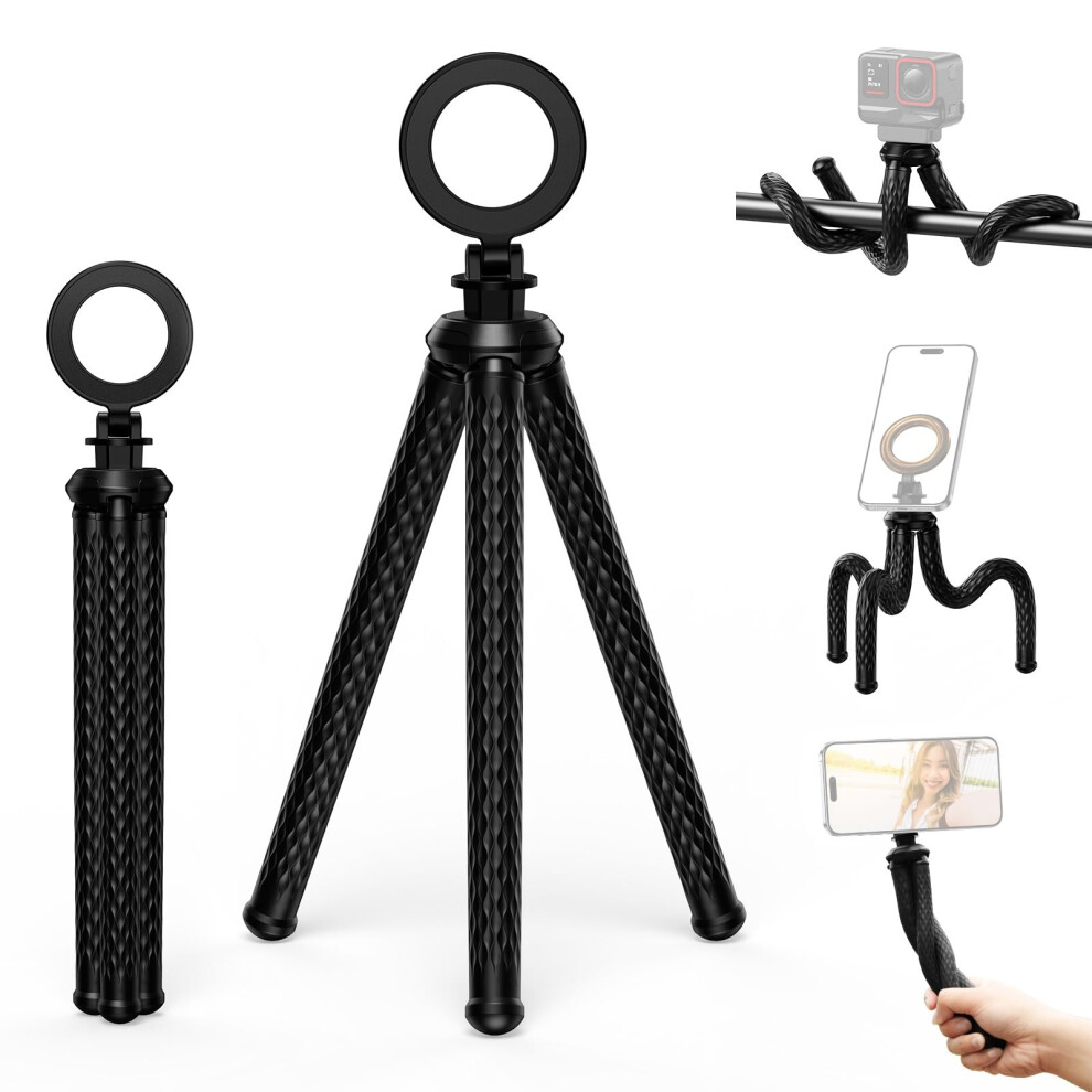 Magnetic Flexible Phone Tripod Stand With 2Kg Load Capacity And 1/4 Inch Screw For Iphone Desk Video Recording 9330225623557
