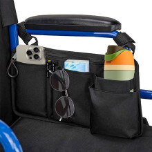 Wheelchair Side Bag MultiPocket Organizer with Water Bottle Holder for Walkers Rollators Scooters