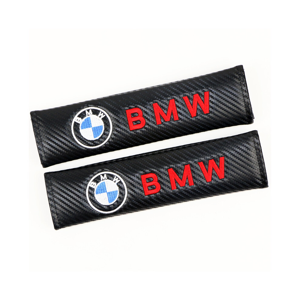 (Bmw) 2Pcs Carbon Fiber Look Car Seat Belt Shoulder Pads Auto Interior Accessories 4069369479809