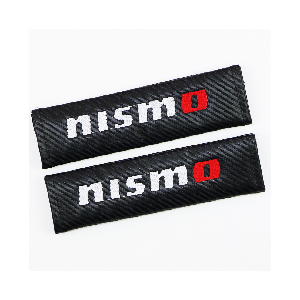 (Nismo) 2Pcs Carbon Fiber Look Car Seat Belt Shoulder Pads Auto Interior Accessories 4069369479847