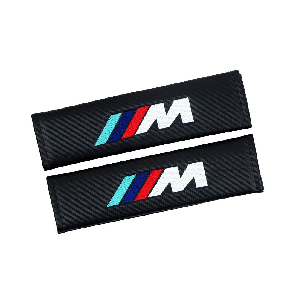 (Bmw M) 2Pcs Carbon Fiber Look Car Seat Belt Shoulder Pads Auto Interior Accessories 4069369479823