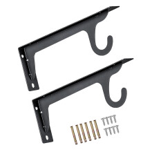 2Pcs Reinforced Closet Rod Hangers Wall Mounted Hook-30cm black