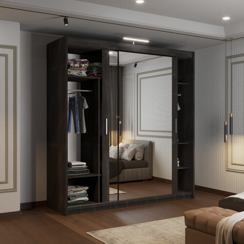 (203, Wenge) Houston Sliding Mirrored Wardrobe 2