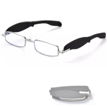 Slim Folding Reading Glasses +2.5 Silver Frame, Blue Light Blocking Pocket Readers for Men and Women