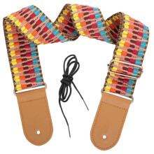 Bohemian Guitar Strap Adjustable Cotton Woven Pattern for Acoustic Bass and Ukulele Musicians