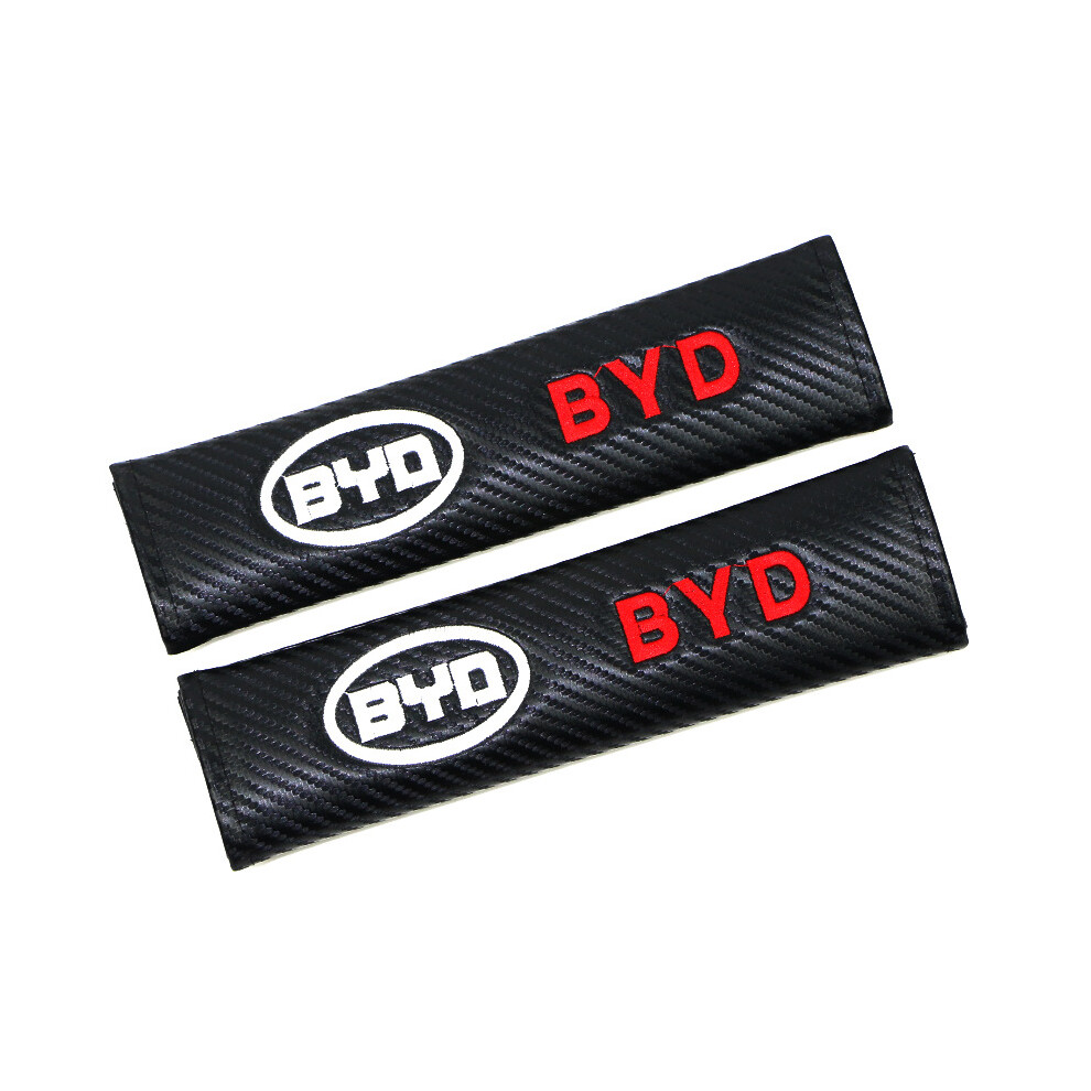 (Byd) Carbon Fiber Pattern Seat Belt Shoulder Pads Car Safety Strap Covers 2Pcs 4069369480003