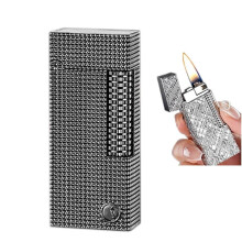 Vintage Kerosene Lighter Windproof Refillable Soft Flame with Embossed Design for Outdoor Men's Gift D
