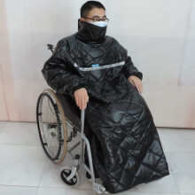 Waterproof Fleece Wheelchair Blanket with FullLength Zipper, Winter Warm Cover for Elderly, Black M