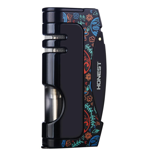 Windproof Refillable Torch Lighter with Adjustable Jet Flame and Cigar Punch TLBlack
