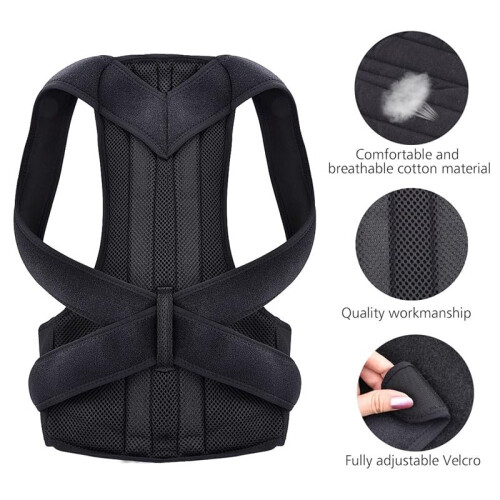 Large Adjustable Back Brace Posture Corrector for Men and Women, Light Grey Shoulder Alignment Support 2