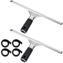 6 Pcs 12 Inch Stainless Steel Window Squeegee Set with Replacement Rubber Blades for Streak Glass Cleaning