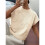 Damen Rippenpullover Rundhalsausschnitt Kurzarm Lockere Passform Blumenmuster Strickpullover Tops Aprikose L 3